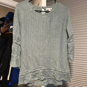 Women's Green Lace Sleeve Top